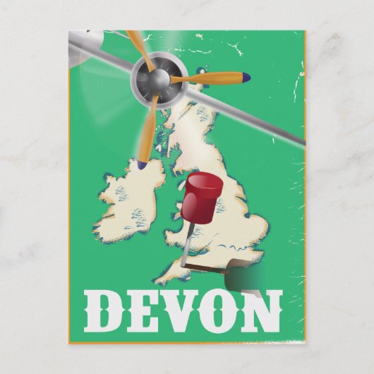 Devon vintage reisposter briefkaart (Voorkant)