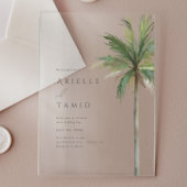 Devonport Modern Waterverf Palm Tree Wedding Acryl Uitnodigingen