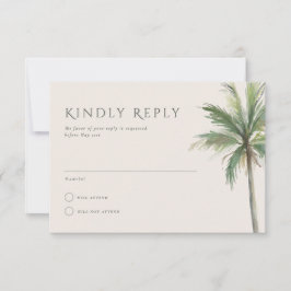 Devonport Modern Waterverf Palm Wedding RSVP Kaart