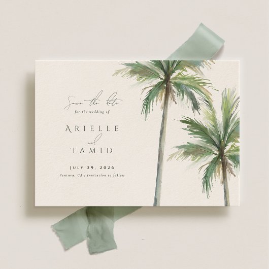 Devonport Moderne Waterverf Palm Save the Date