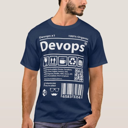 Devooit streepjescode programmeercomputers broncod t-shirt (Voorkant)