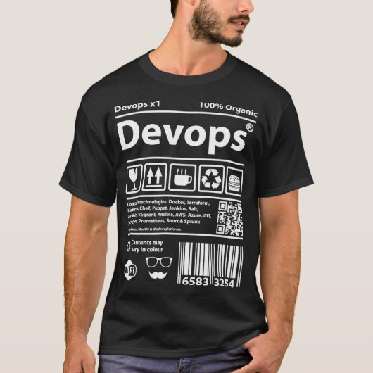 Devops Barcode programming computers source code g T-shirt (Voorkant)