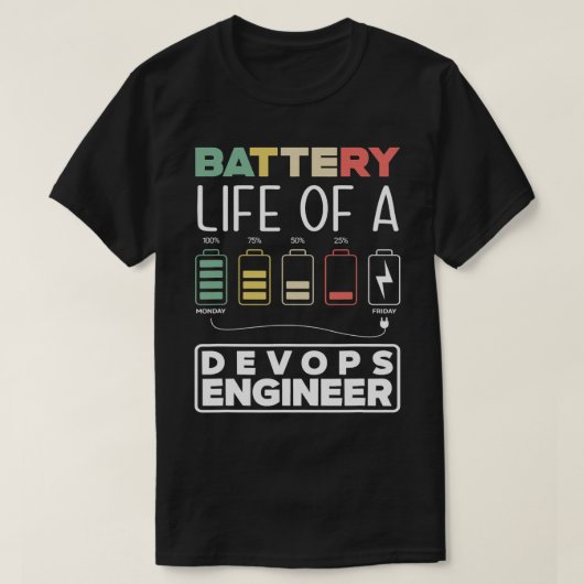 DevOps Engineer Battery Life Cloud Computing T-shirt (Design voorkant)