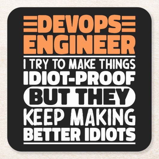 DevOps Engineer Ik probeer dingen grappig te zegge Kartonnen Onderzetters (Voorkant)