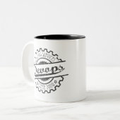 Devops vintage tweekleurige koffiemok (Voorkant links)