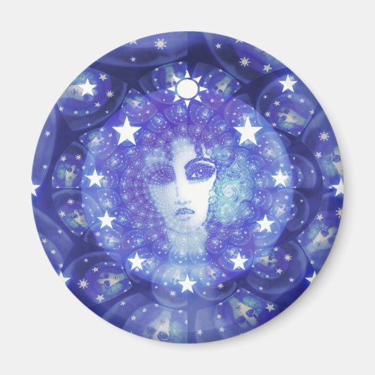 DevorahBlueCosmos ronde magneet (Voorkant)
