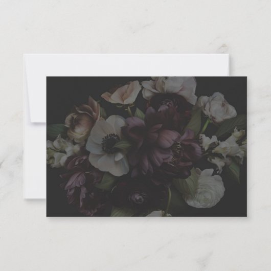 Devote Dark Floral Save the Date Kaart (Achterkant)