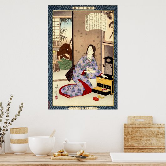 Devote Wife Chiyo Mizuno Toshikata 1902 Poster (Keuken)