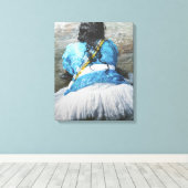 Devotee Kneeling in Sacred Waters for Iemanjá Cele Canvas Afdruk (Insitu (Houten vloer))