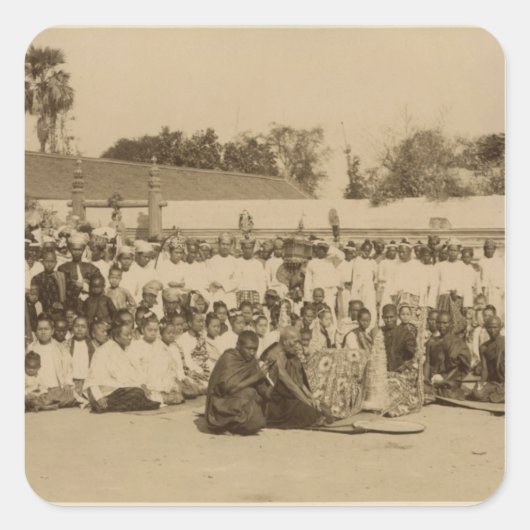 Devotions at the Arakan Pagoda, Mandalay, Vierkante Sticker (Voorkant)