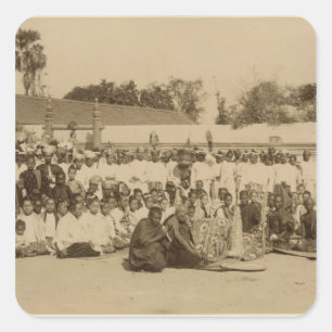 Devotions at the Arakan Pagoda, Mandalay, Vierkante Sticker