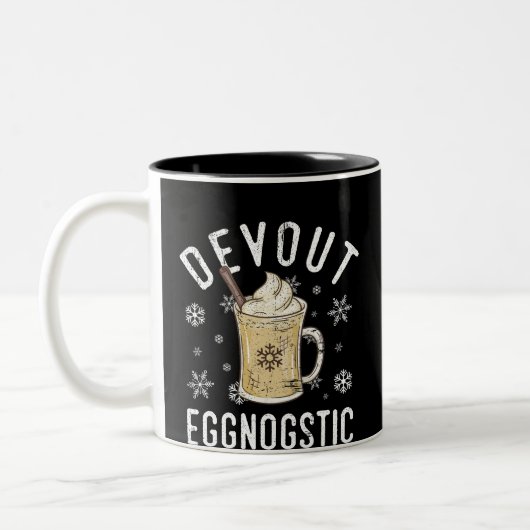Devout Eggnostic Funny Eggnog Design for Egg Nog Tweekleurige Koffiemok (Links)
