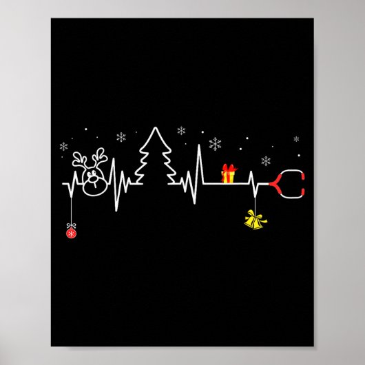 Devoxtee Christmas Tree Heartbeat Funny Christmas  Poster (Voorkant)