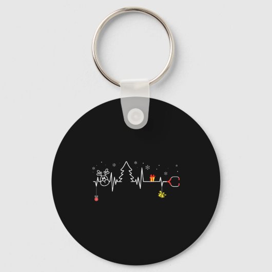 Devoxtee Christmas Tree Heartbeat Funny Christmas Sleutelhanger (Voorkant)