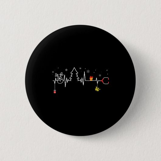 Devoxtee Kerstboom Hartslag Grappige Kerst Ronde Button 5,7 Cm (Voorkant)