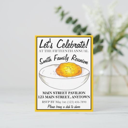 Devted Egg Annual BBQ Picnic Family Reunion Party Uitnodiging Briefkaart (Staand voorkant)