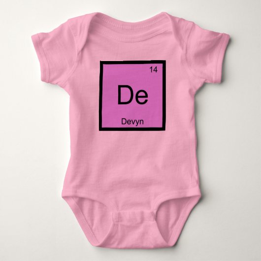 Devyn Naam Chemie Element Periodiek Systeem Romper (Voorkant)