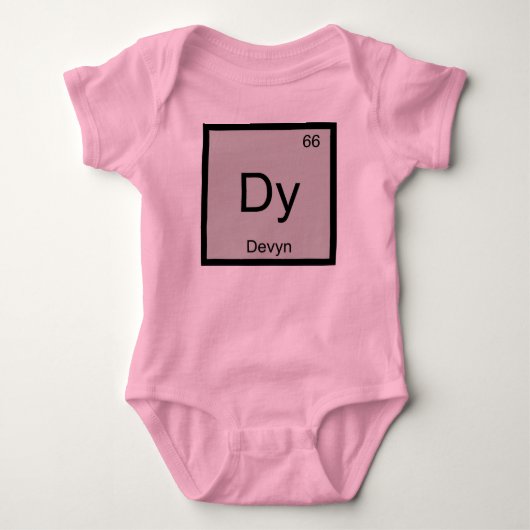Devyn Naam Chemie Element Periodiek Systeem Romper (Voorkant)