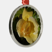 Dew Drop Yellow Rose Metalen Ornament (Rechts)