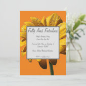 Dew Drops Daisy Vijftig En Fabulous Birthday Kaart (Staand voorkant)