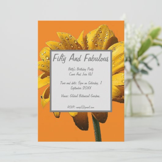 Dew Drops Daisy Vijftig En Fabulous Birthday Kaart (Staand voorkant)