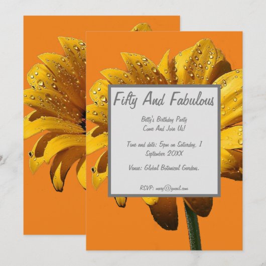 Dew Drops Daisy Vijftig En Fabulous Birthday Kaart (Voorkant / Achterkant)