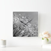 Dew druppels zwart en wit vierkante klok (Huis)