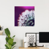 Dew. op Paarse roze dandalion Macro Abstract Poster (Thuiskantoor)