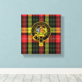 Dewar Scottish Crest en Tartan Canvas print (Insitu (Houten vloer))