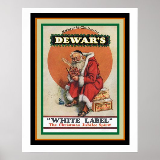 Dewar's White Label Vintage-kerstmis Poster (Voorkant)