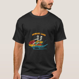 Dewart Lake Indiana Grappig Skelet Jetski Retro T-shirt