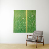 Dewdrop op groen bladhoudend plant wandkleed (In situ)