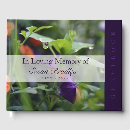 Dewdrop Pansy Celebration Life Loving Memory HCGB Gastenboek (Voorkant)