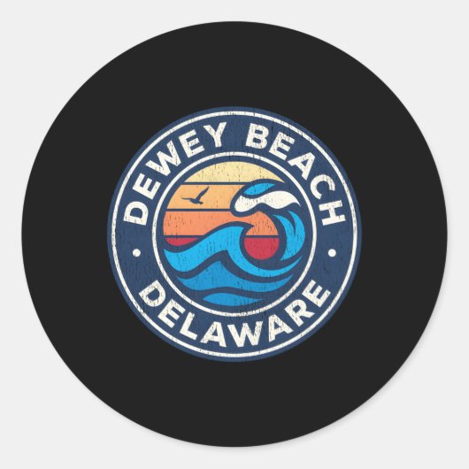 Dewey Beach Delaware De nautische golven Ronde Sticker (Voorkant)