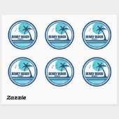 Dewey Beach Delaware Palmboom Vogels Ronde Sticker (Vel)