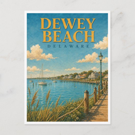 Dewey Beach Delaware Rehoboth Bay GeoSaga Briefkaart (Voorkant)