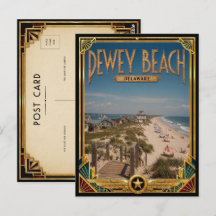 Dewey Beach Delaware Vintage Art Deco Gouden Tijdp