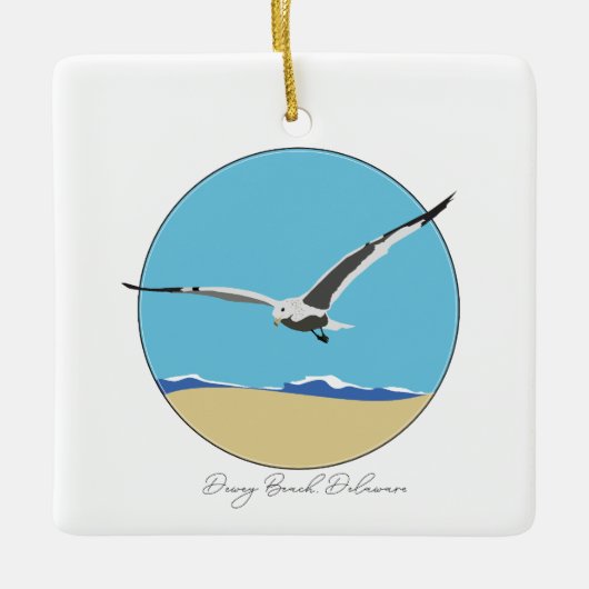 Dewey Beach, Delaware Zee Gull over Beach Keramisch Ornament (Voorkant)