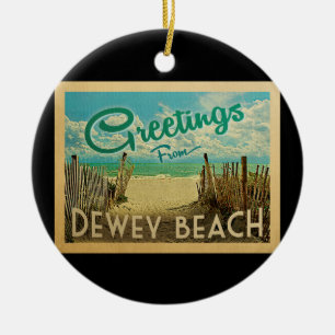 Dewey Beach Vintage Travel Keramisch Ornament
