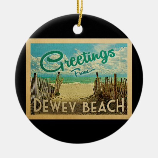 Dewey Beach Vintage Travel Keramisch Ornament (Voorkant)