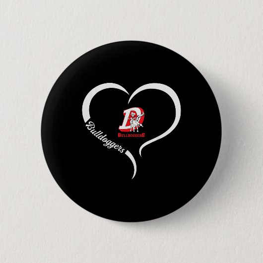 Dewey Bulldoggers Logo Half Heart Slogan Hs Ronde Button 5,7 Cm (Voorkant)