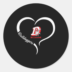 Dewey Bulldoggers Logo Half Heart Slogan Hs Ronde Sticker