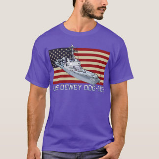Dewey DDG105 Scheepsdiagram Amerikaanse vlag T-shirt