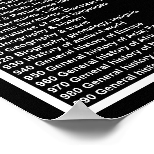 Dewey Decimal System: Black Inverse Poster (Hoek)