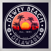 Dewey strand Delaware Sunset Beach Palm Tree 80s Poster (Voorkant)