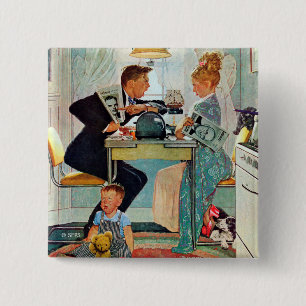 Dewey tegen Truman Vierkante Button 5,1 Cm