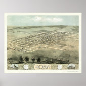 DeWitt, IA Panorama Map - 1868 Poster (Voorkant)