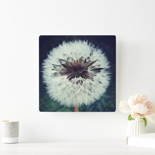 Dewy Dandelion Clock ...Clock! Vierkante Klok (Huis)