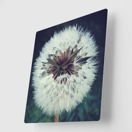 Dewy Dandelion Clock ...Clock! Vierkante Klok (Hoek)