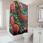 "Dewy Red Roses" Douchegordijn (In situ)